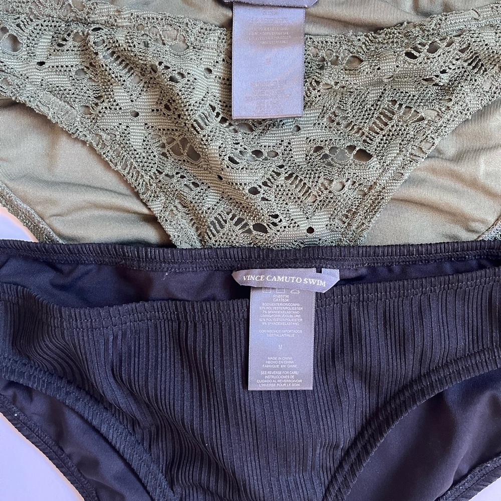 Vince Camuto swim ruffled off the shoulder blk top and 2 bottoms - Picture 3 of 4
